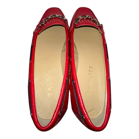 Talbots‎ Bold Red Leather Slip-Ons with Chain Detail - Picture 5 of 9